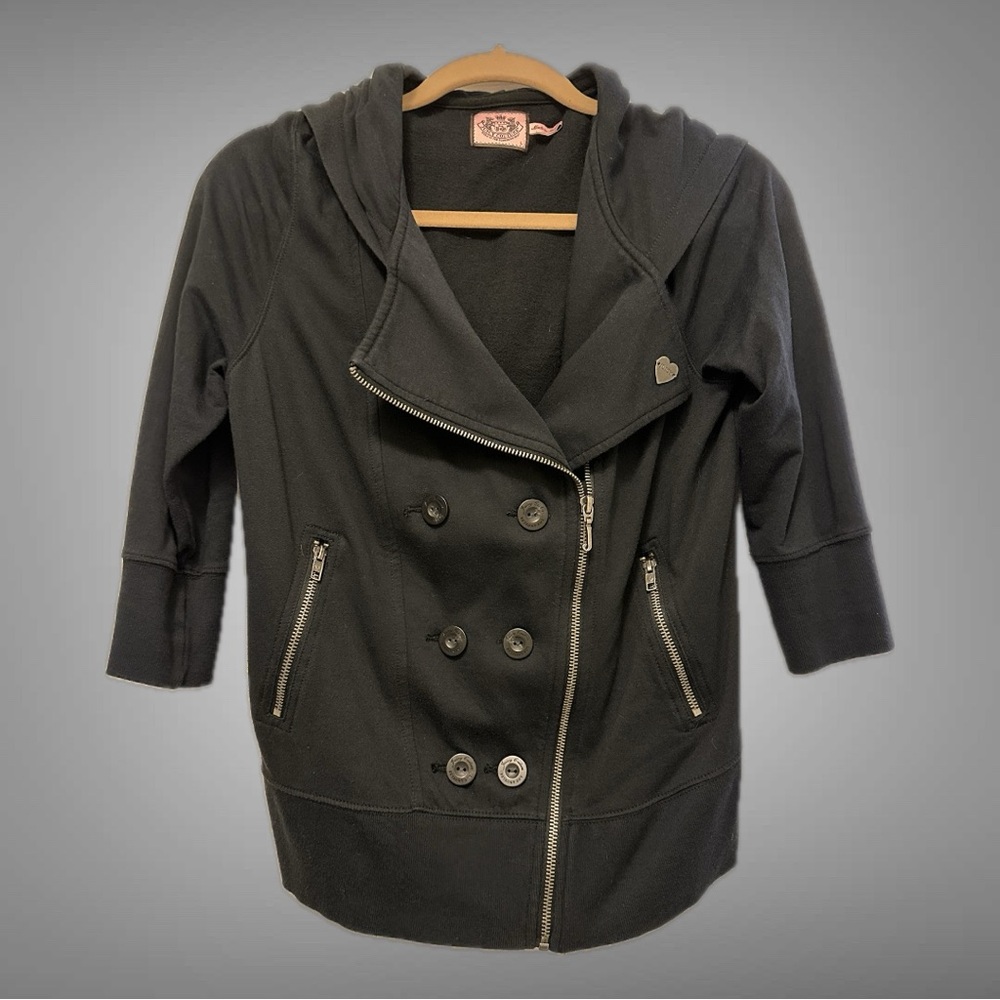 Juicy Couture Black “Biker” Style Jacket Size Large - Picture 5 of 5